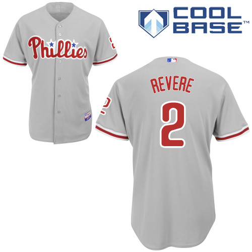 Ben Revere #2 MLB Jersey-Philadelphia Phillies Men's Authentic Road Gray Cool Base Baseball Jersey